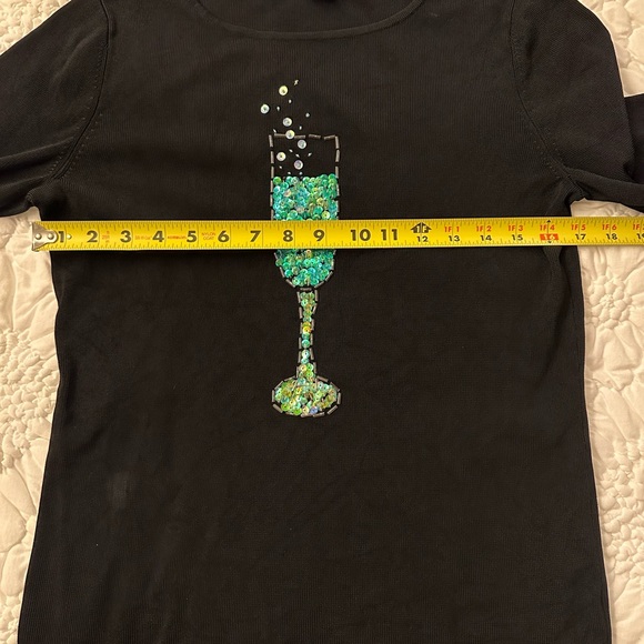 CUTE Sweaterworks Sparkly Sequin Champagne Glass Sweater. Size L. - Picture 6 of 8